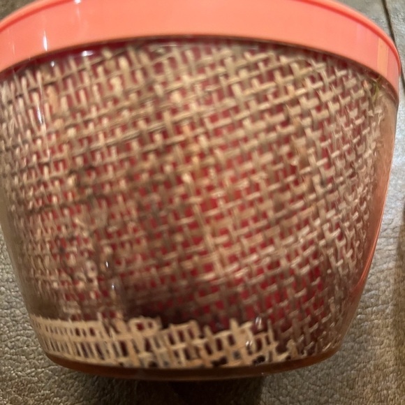 Set of Vintage MCM Raffia Ware 1950s in Coral Pink - Picture 11 of 13